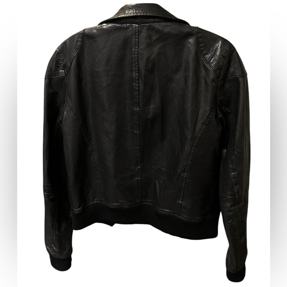 Black aviator Leather Jacket - Picture 13 of 15